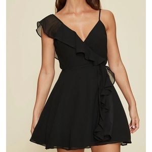 NEW WITH TAGS Lpa Asymmetrical Ruffle Wrap Black